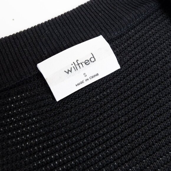 Aritzia Wilfred Light Cropped Cardigan Sweater Black Linen Blend Small - Picture 5 of 11